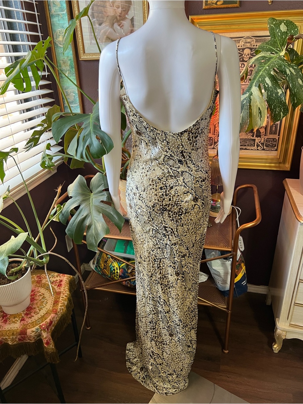 Vintage Y2K Snake Print Embellished Gown - Picture 11 of 14